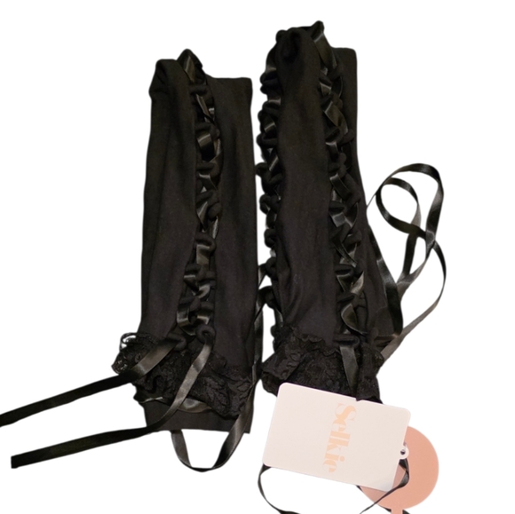 Selkie The Caviar Arm Warmers Black Lace Up XS NWT - Picture 3 of 7
